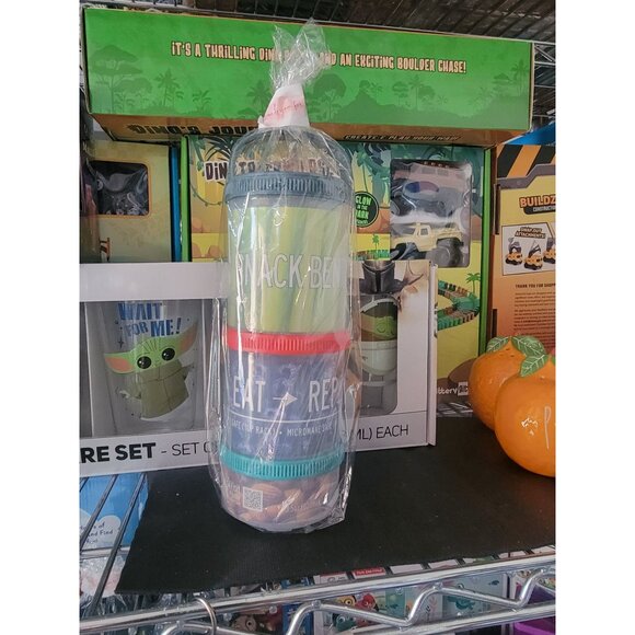 Russbe‎ Triple Snack Stack 3 Food Containers With Lids & Handle - Picture 4 of 5